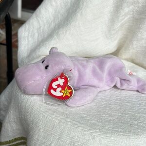 TY Beanie Baby Purple Hippo Plush
